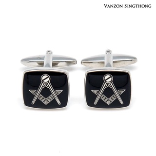 (เก็บโค้ดส่วนลดหน้าร้านลด50฿) Vanzon Singthong คัฟลิ้งค์ Divider Rodium Cufflinks CL70009