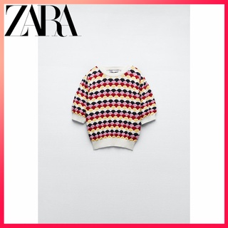 Zara เสื้อกันหนาว แขนสั้น แบบพอง ฤดูใบไม้ร่วง ใหม่ สําหรับผู้หญิง