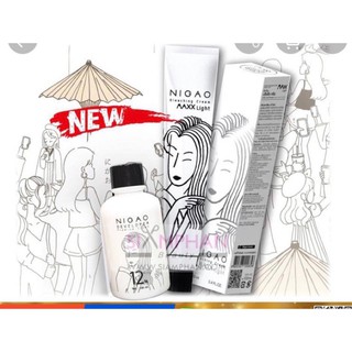 💖โฉมใหม่💖 ฟอก นิกาโอะ แม็กซ์ ไลท์ 100 มล.(+ไฮ150 มล.) ไม่มีแอมโมเนีย | Nigao Maxx Light Smooth &amp; Shine