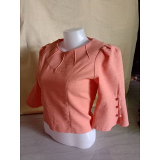 เสื้อผ้าฝ้ายเยื่อไผ่ คอปาดตีเกล็ด แขนกระดิ่ง