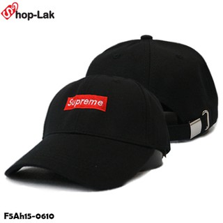 🚀EMS พร้อมส่ง🚚 หมวกแก๊ปผ้า Supreme แบบเข็มขัดสีดำ หมวกsupremeสีดำ F5Ah15-0610