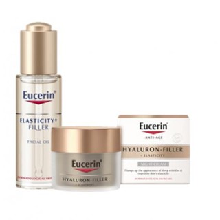 Eucerin Elastic Filler Facial Serum in Oil + Eucerin Hyaluron-Filler Elasticity Night Cream(เซรั่ม 30ml.+ ไนท์ครีม 50ml.