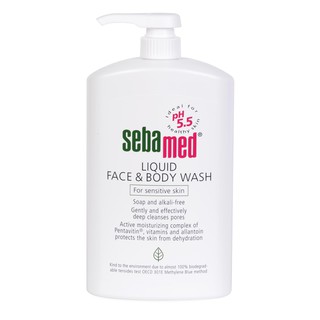 Sebamed Liquid Face &amp; Body Wash 1000 ml ราคาพิเศษ x1 ขวด ราคาถูก ทำความสะอาดชนิดเหลวสำหรับผิวหน้า และผิวกาย exp07/2021