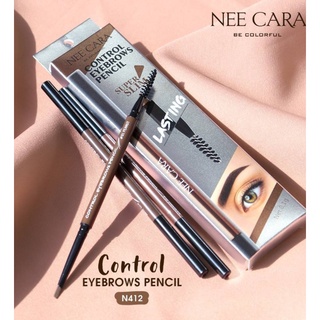 ⚡FLASH SALE⚡♡พร้อมส่ง N412 Nee Cara Control Eyebrow Pencil ดินสอเขียนคิ้วสลิม นีคาร่า สามารถออกแบบทรงคิ้วได้เองด้วยขนาดด