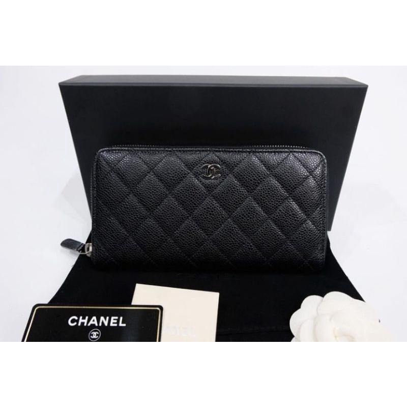 #WL7254 👜: Used Chanel Zippy long wallet caviar skin SHW Holo20(2015)