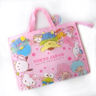 กระเป๋าช้อปปิ้ง Sanrio Souvenir Bag Tokyo (Japan Limited) ใบใหญ่ มีซิป ขนาด 40.5 x 51 x 23 ซม. ใส่ของได้เยอะ