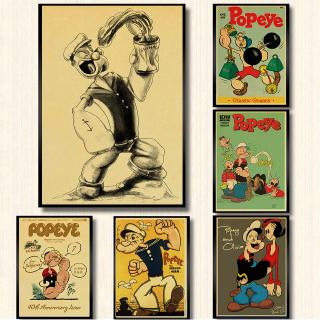 โปสเตอร์กระดาษคราฟท์ โปสเตอร์โปสเตอร์ Popeye the Sailor with Betty Boop สไตล์คลาสสิก สําหรับตกแต่งบ้าน