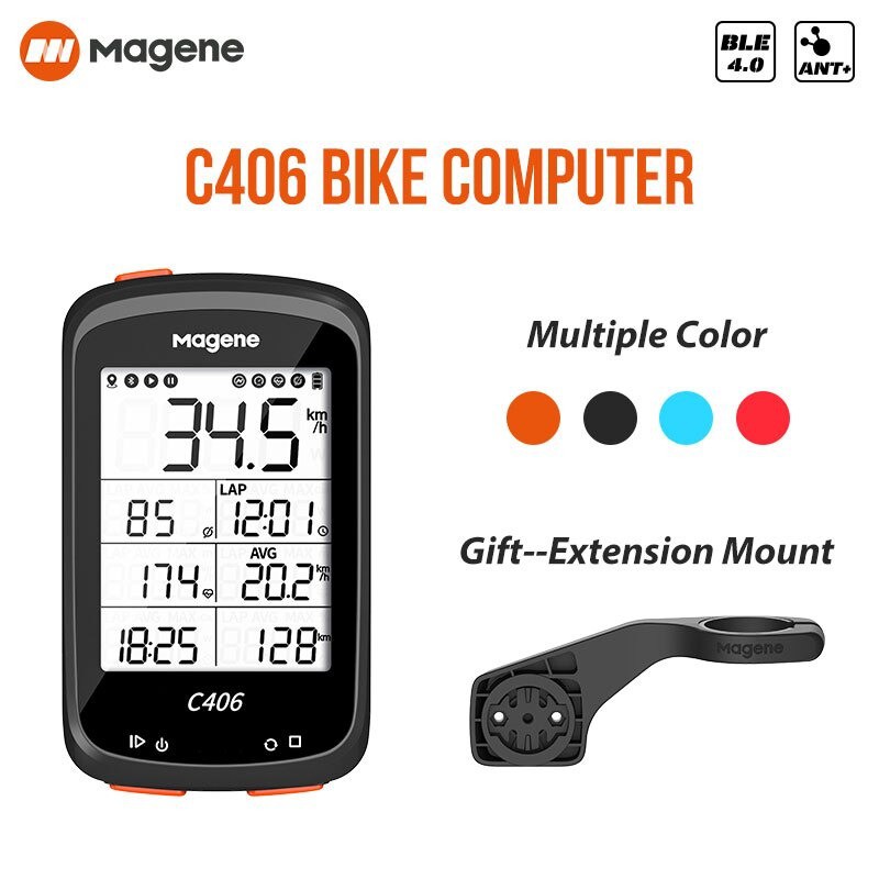 MAGENE C406 จักรยานนาฬิกา (เวอร์ชันเต็ม) พร้อมแผ่นสมาร์ทวอทช์ไร้สาย การเชื่อมต่อ GPS บลูทูธ (ANT + S