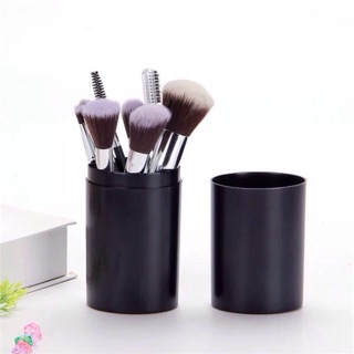 Fashion ชุดแปรงแต่งหน้าพกพาชุดแปรงแต่งหน้า brush set พร้อมกระบอกแปรง set 12 ชิ้น (Black)