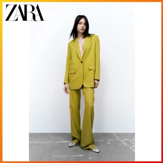 ZARA เสื้อแจ็กเก็ตสูทยาว ผ้าซาติน และผ้าเรยอน แฟชั่นฤดูใบไม้ร่วง สําหรับผู้หญิง 2010885 511