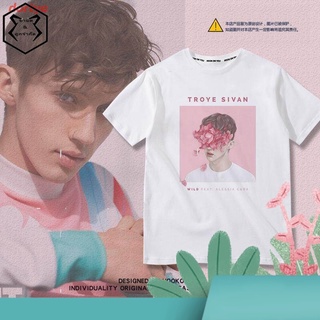 dortye 2022 เสื้อยืดแขนสั้น ทรงหลวม ลาย Troye Sivan เสื้อยืดพิมพ์ลาย ดพิมพ์ลาย คอกลม cotton ย้อนยุค sale Unisex