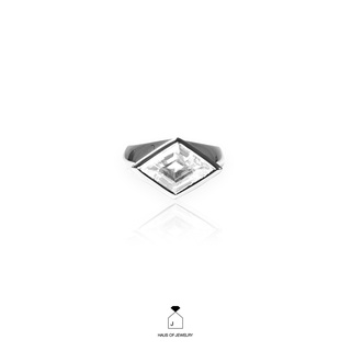 Haus of Jewelry - XS Horizontal Ring แหวนเงินแท้ ประดับเพชรคิวบิกเซอร์โคเนีย (Cubic Zirconia)