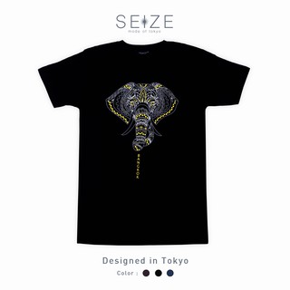 เสื้อยืดแขนสั้นคอกลม UNISEX SEIZE mode of tokyo ST32 Elephant ดำ/กรมท่า/เทาเข้ม cotton100%