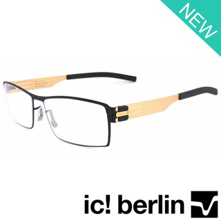 Ic Berlin แว่นตารุ่น 007 C-4 สีดำขาทอง Nufenen กรอบเต็ม ขาข้อต่อ วัสดุ สแตนเลส สตีล Eyeglass