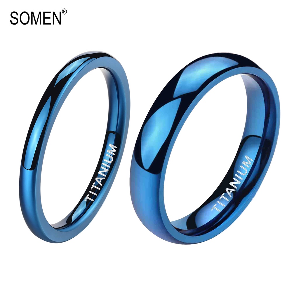Somen แหวนไทเทเนียม สีโรสโกลด์ 4 มม. ขัดเงาสูง ขนาด 4.5-12.5 สําหรับงานแต่งงาน