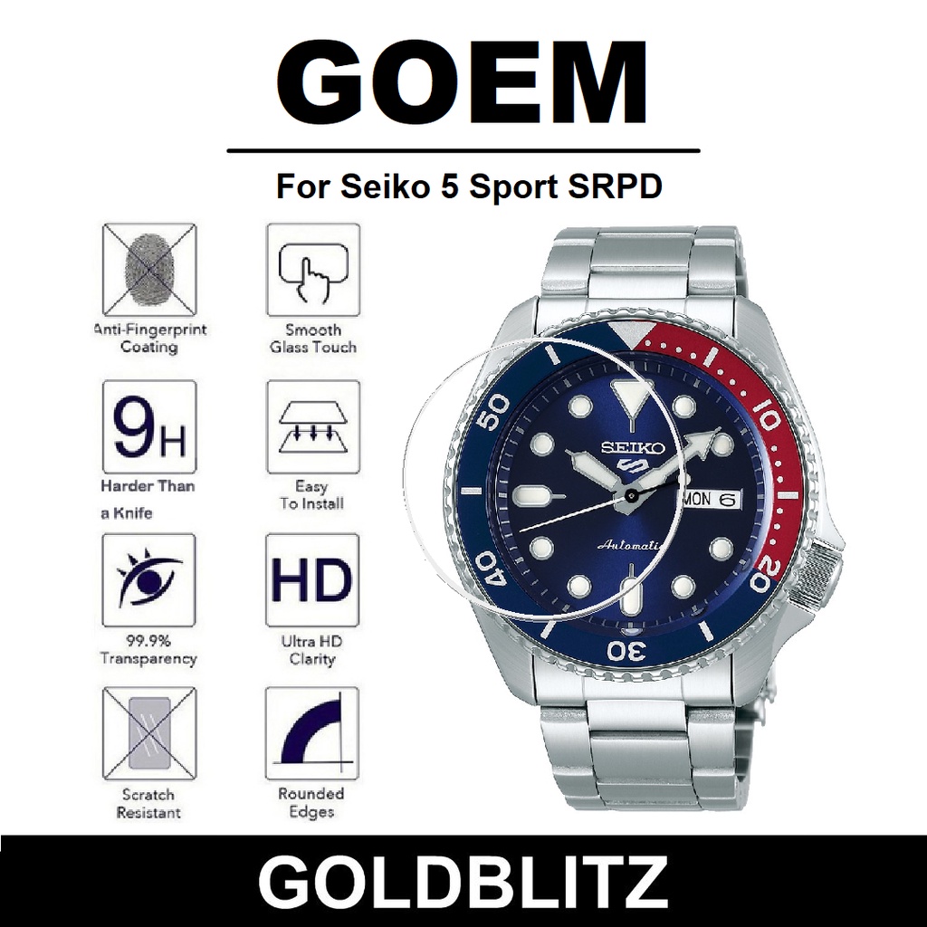 GEM ป้องกันหน้าจอสําหรับ Seiko 5 Sport SRPD 2.5D Ultra Clear 9H กระจกนิรภัยป้องกันฟิล์ม SRPD51K1 SRP