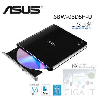 Asus External Blu-ray รุ่น SBW-06D5H-U Black Ultra Slim Blu-ray (เครื่องอ่าน-เขียนบลูเรย์-ดีวีดีพกพา) ประกันศูนย์ 1 ปี