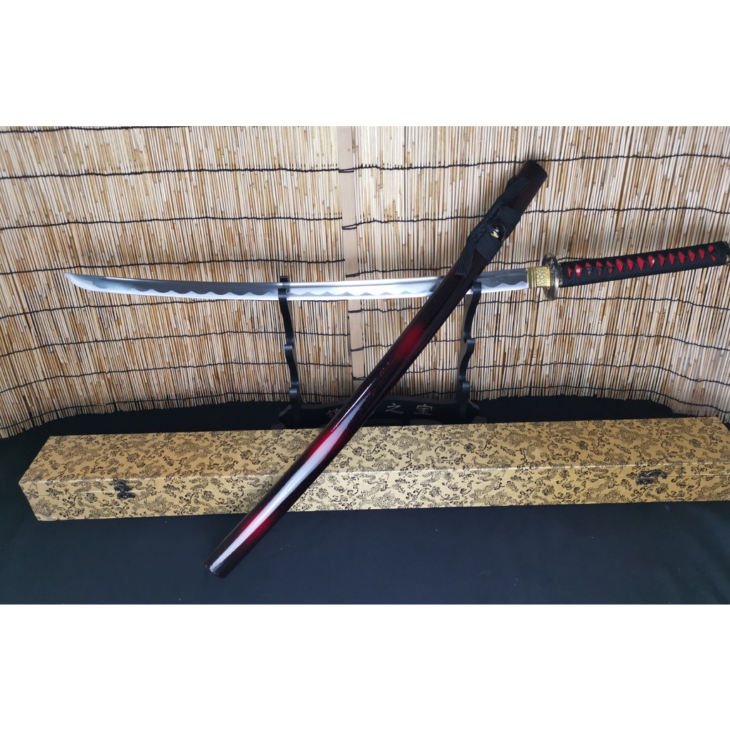 Samurai KATANA ดาบซามูไร คาตานะ Katana High carbon 1060 ฝักไม้แท้ เปิดคมพร้อมใช้งาน