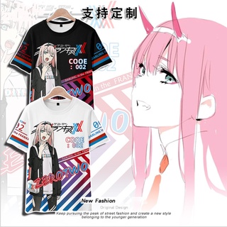 ใหม่ เสื้อยืดแขนสั้นลําลอง พิมพ์ลายอนิเมะ DARLING IN THE FRANXX 3D ทรงหลวม สไตล์ญี่ปุ่น แฟชั่นสําหรับผู้ชาย และผู้หญิง