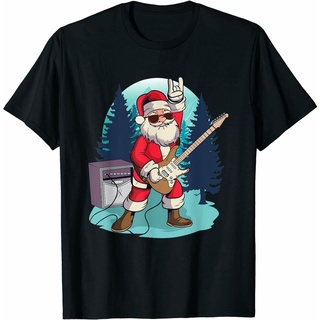 Short Sleeves Oversized New Products Casual Sleeve T-Shirt Santa Claus Print Guitar Play Rock Music Christmas For 471