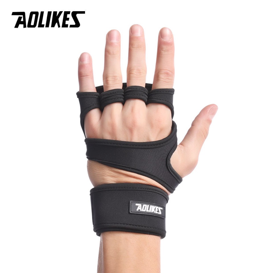 Aolikes 1 คู่ ถุงมือยกน้ําหนัก กันลื่น สายรัดข้อมือ ยิม ดัมเบล บาร์เบล ฟิตเนส เพาะกาย ฝึกอบรม - รูปที่ 2