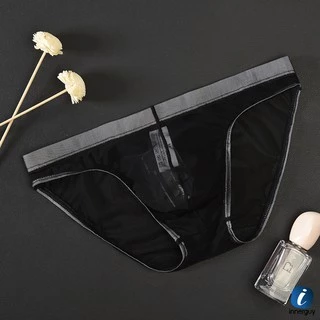 กางเกงในชาย Bikini ซีทรู เป้านูน เอวต่ำ ผ้าตาข่ายซทรูทั้งตัว บางเบา/นิ่ม ใส่ง่าย ระบายความชื้นได้ดี