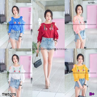เสื้อคอกลมเว้าไห่ล แฟชั่น  (5275)