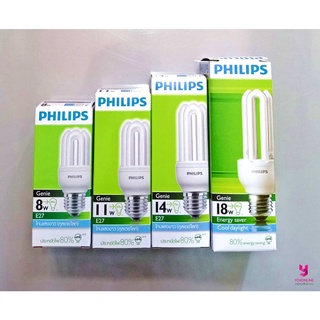 YOJI ONLINE หลอดจีนี่ Genie ขั้ว E27 หลอดประหยัดไฟ หลอดไฟ หลอด3U แสงขาว ฟิลลิปส์ Philips