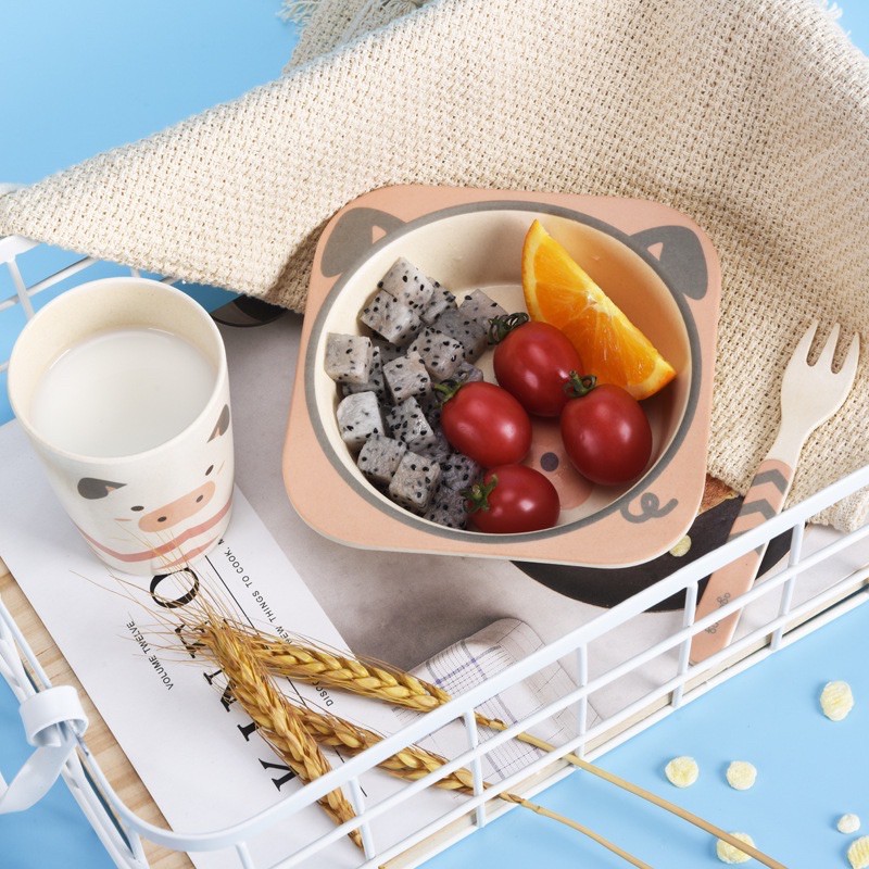 จานเด็ก จานข้าวเด็ก ทำจากเยื่อไผ่ เหมาะสำหรับเด็ก อุปกรณ์ทานอาหารเด็ก - รูปที่ 3