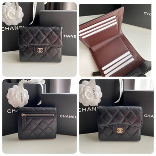 New Chanel Tri-Fold Wallet in Black Cavier Shw/Ghw Holo29