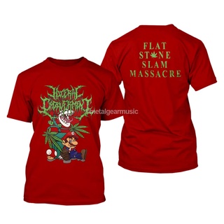 เสื้อยืด ลายหินแบน VISCERAL CADAVERMENT สีแดง แบบดั้งเดิม