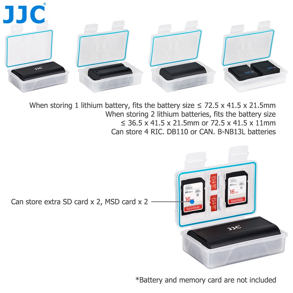 JJC BC-5 เคสแบตเตอรี่ 2-in-1 พร้อมช่องเสียบการ์ดหน่วยความจำเสริมสำหรับการ์ด SD SDHC SDXC 2 MSD Micro SD TF สำหรับ Olympus BLS-5 BLN-1, Fujifilm NP-W126 NP-W126S Sony NP-FW50 แบตเตอรี่