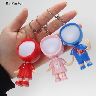 [BaiPester] พวงกุญแจ จี้ตุ๊กตาการ์ตูน มีไฟฉาย LED พลาสติก ทนทาน ♨เปิด