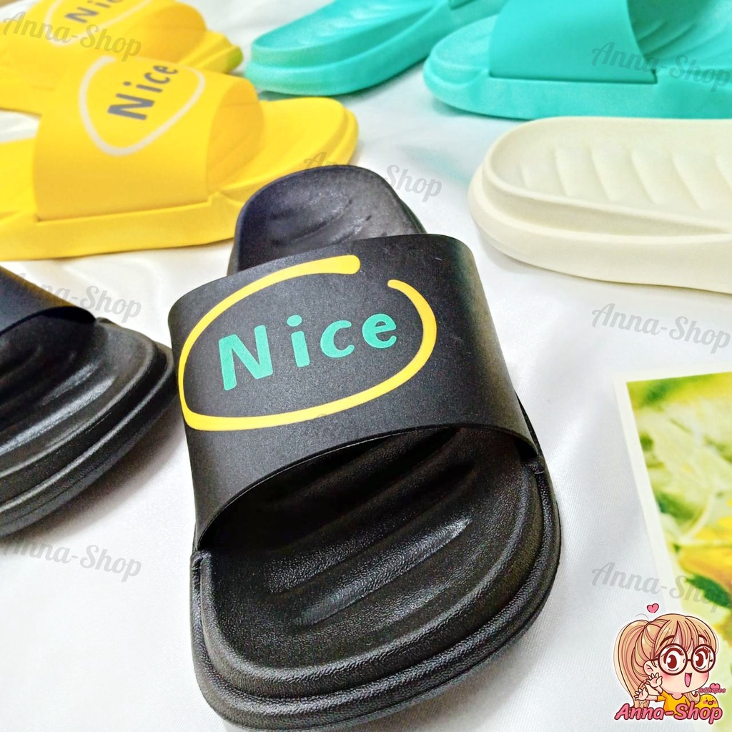 รองเท้าแตะแบบสวมลายNice พื้นนุ่มนิ่มหลากสีสไตล์น่ารัก ส่งจากไทย🍓พร้อมส่ง🍍 T73