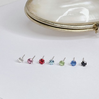 vela.cheeva : *silver925 / cz earring ต่างหูเงินแท้ มีให้เลือกหลายสี ( 4mm )