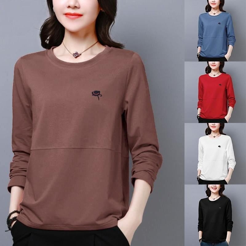 เสื้อยืดแขนยาวผู้หญิง ไซส์ใหญ่ 40-100 กก. ทรงหลวม รุ่นใหม่