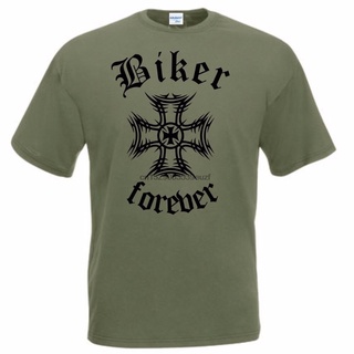 เสื้อผ้าผชเสื้อยืดกันหนาว คอกลม พิมพ์ลาย Riding A Bike Iron Cross Eisernes Kreuz แฟชั่นสําหรับผู้ชายS-5XL