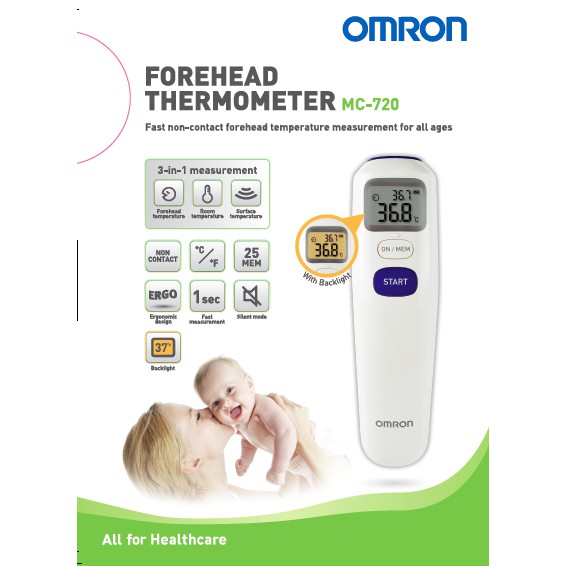 OMRON Thermometer MC-720 เทอร์โมมิเตอร์ออมรอน รุ่น MC-720 วัดอุณหภูมิทางหน้าผาก