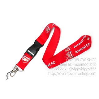 Arsenal Lanyard + ห่วงเล็ก สายคล้องคอ คล้องบัตร สายยาว หนา2.5 ซม.