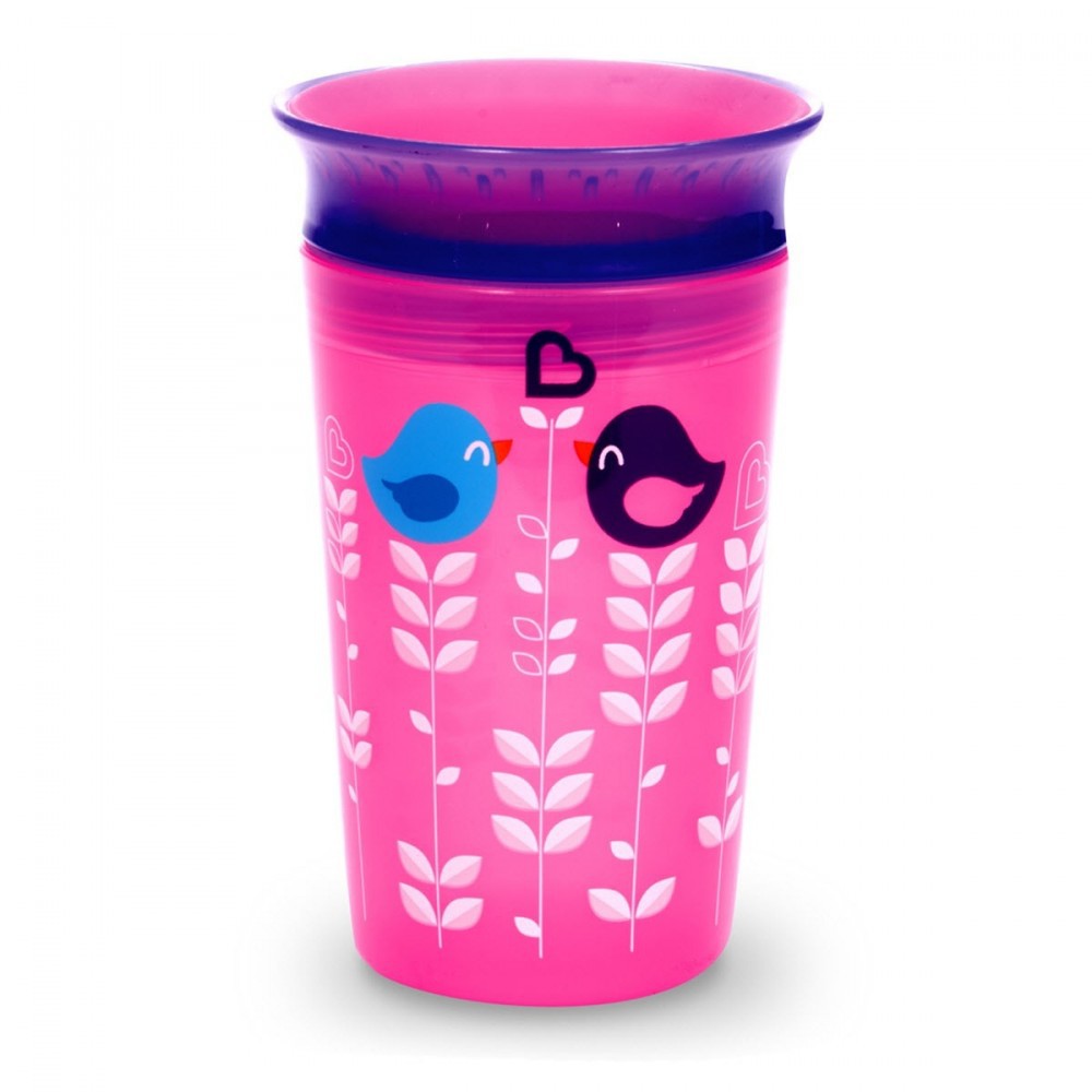 Munchkin Miracle 360 Deco Trainer Cup 9oz - นกสีชมพู