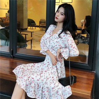 เดรสสไตล์เกาหลี FRESH FACED CUTIE FLORAL DRESS