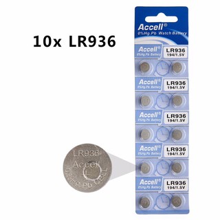 ถ่านกระดุม ถ่านนาฬิกา LR936 194/1.5V lr936 Accell Watch Battery ถ่านกลม นาฬิกา 1 แผง 10 เม็ด