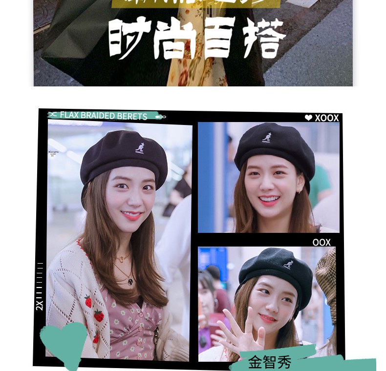 หมวกเบเร่ต์ ผ้าวูล แบบบาง ลายจิงโจ้ สไตล์เกาหลี และญี่ปุ่น เรโทร แฟชั่นฤดูร้อน สําหรับผู้หญิง