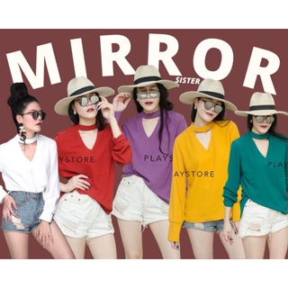 🔖Mirrorsister เสื้อแขนยาวสไตล์classy คอวีสามเหลี่ยม