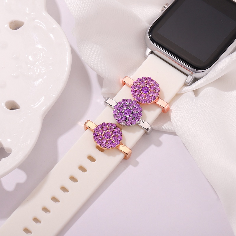 สายนาฬิกาข้อมือซิลิโคน ลายดอกไม้สีม่วง สําหรับ Apple Watch