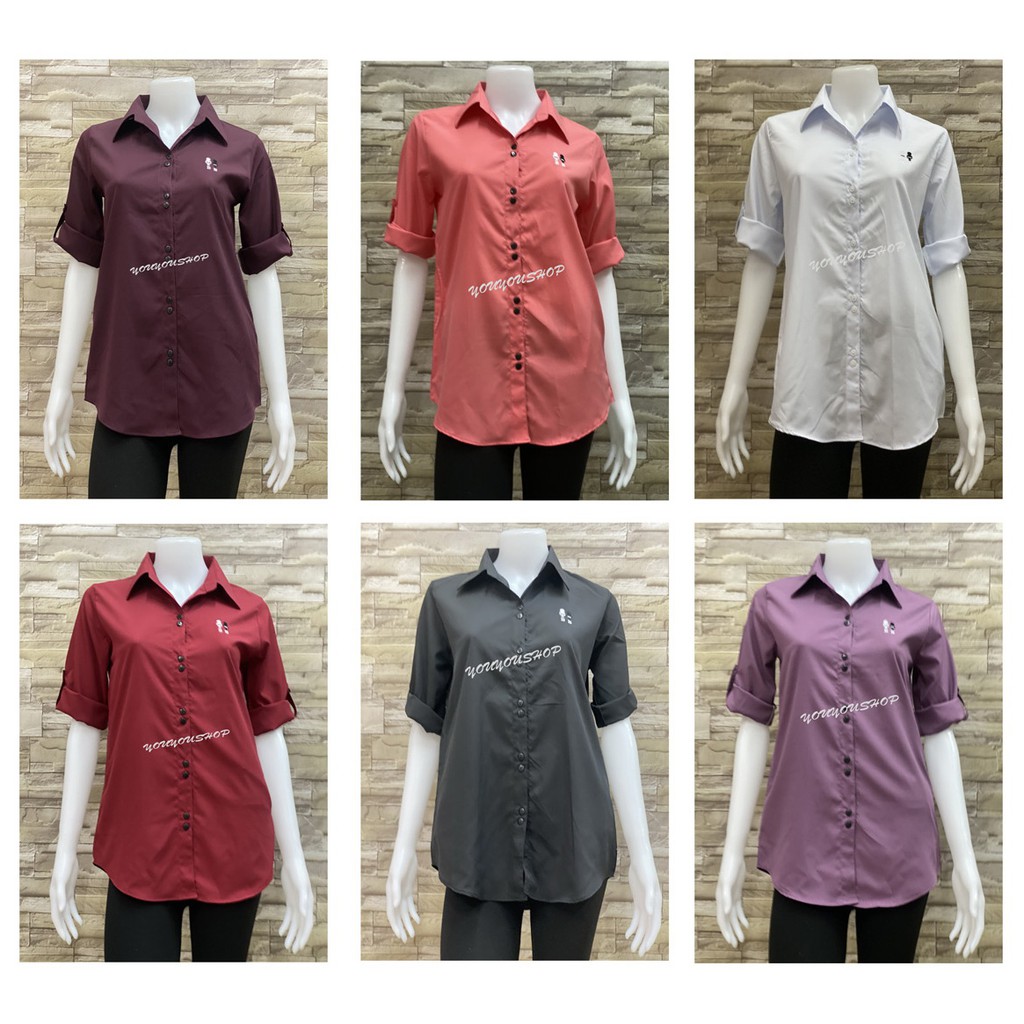 ถูกและส่งไว เสื้อเชิ๊ตแขนเบิ้ลสีพื้น (มี6ไซร์ 40-50 )