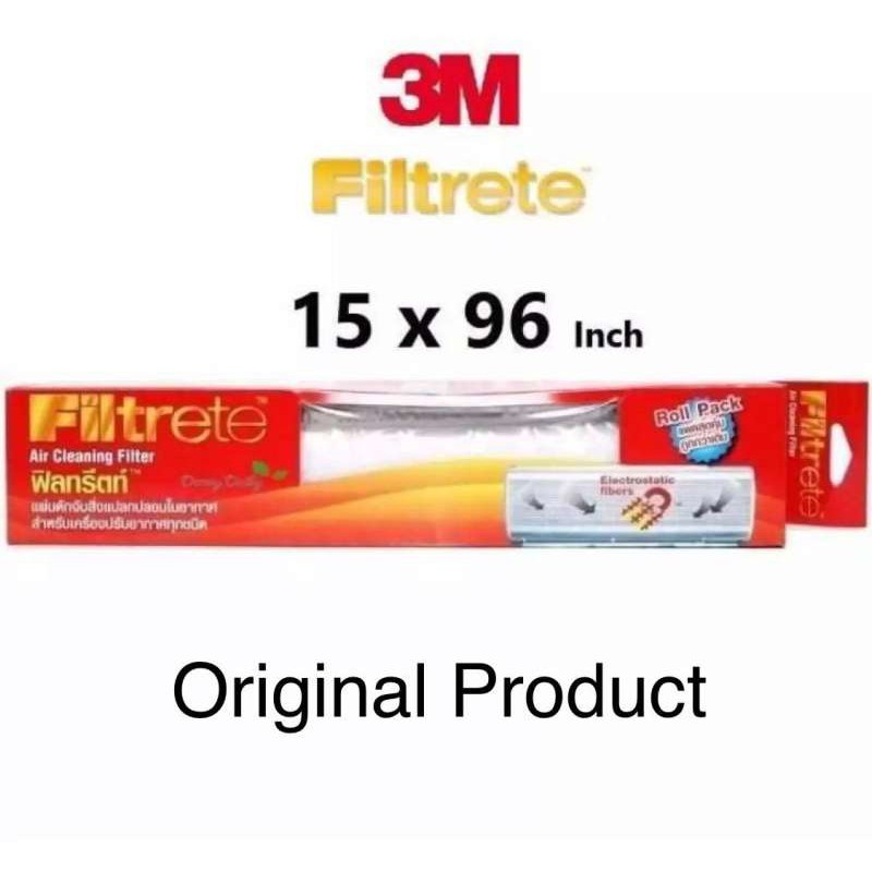 ac แผ่นกรองอากาศ 3M Filtrete กรองแอร์ ติดตั้งกรองกับแอร์บ้าน Filter ขนาด 15 X 96 3m ฟิลทรีตท์ แผ่นดักจับฝุ่น