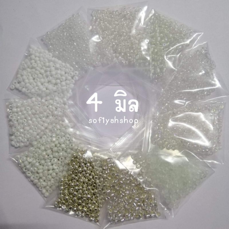 ลูกปัดเม็ดทราย​ 4​ มิล​ มีสีเยอะกว่าภาพปก