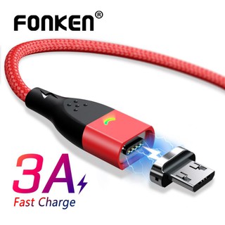 Fonken 3A สายเคเบิลแม่เหล็ก USB ชาร์จเร็ว สายชาร์จ Type C