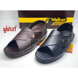 WALKER รุ่น N4459 รองเท้าแตะวอคเกอร์ รองเท้าหนังแท้ สีดำ สีน้ำตาล ไซส์ 40-47 ของแท้!!